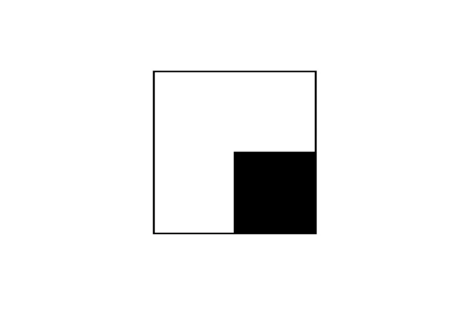 Black square inside a larger white square, illustrating a figure that completes the series puzzle concept.