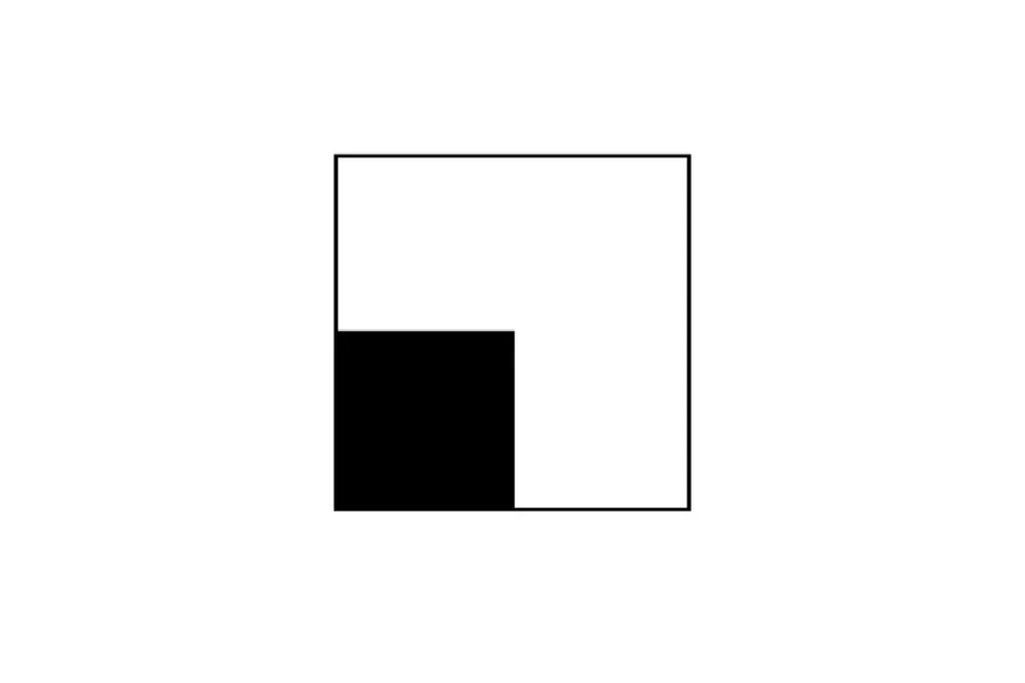 Black square in bottom left corner inside a larger white square, part of a figure series to pick the figure that completes the series D