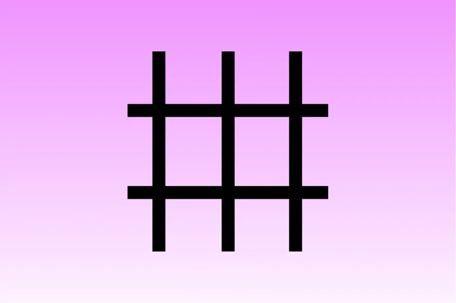 Black grid shape with nine squares on a purple to pink gradient background illustrating sequence rule concept.