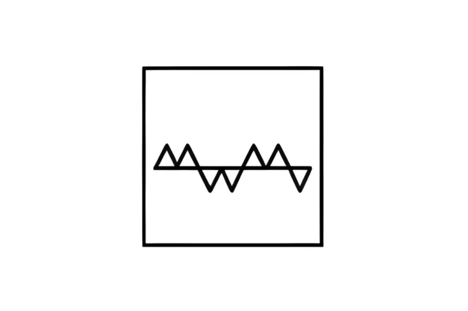 Abstract black zigzag line pattern inside a square frame illustrating the concept to pick the image that completes the pattern.