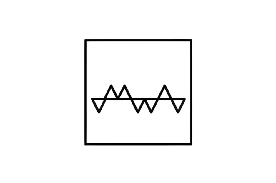 Abstract black geometric pattern inside a square frame, used for puzzle to pick the image that completes the pattern C