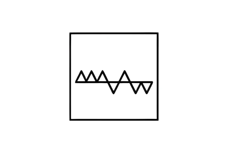Black and white zigzag line with triangles inside a square, related to pattern completion and visual puzzle solving.