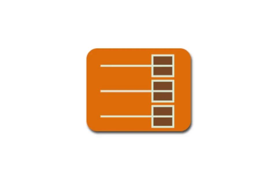 Pattern completion grid showing three horizontal lines each ending with a small brown square on an orange background.
