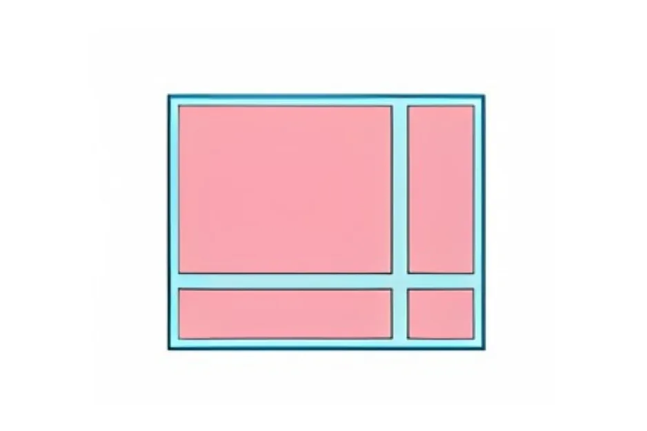 Diagram showing a matrix with one missing piece highlighted in blue for identifying the missing piece in the matrix.