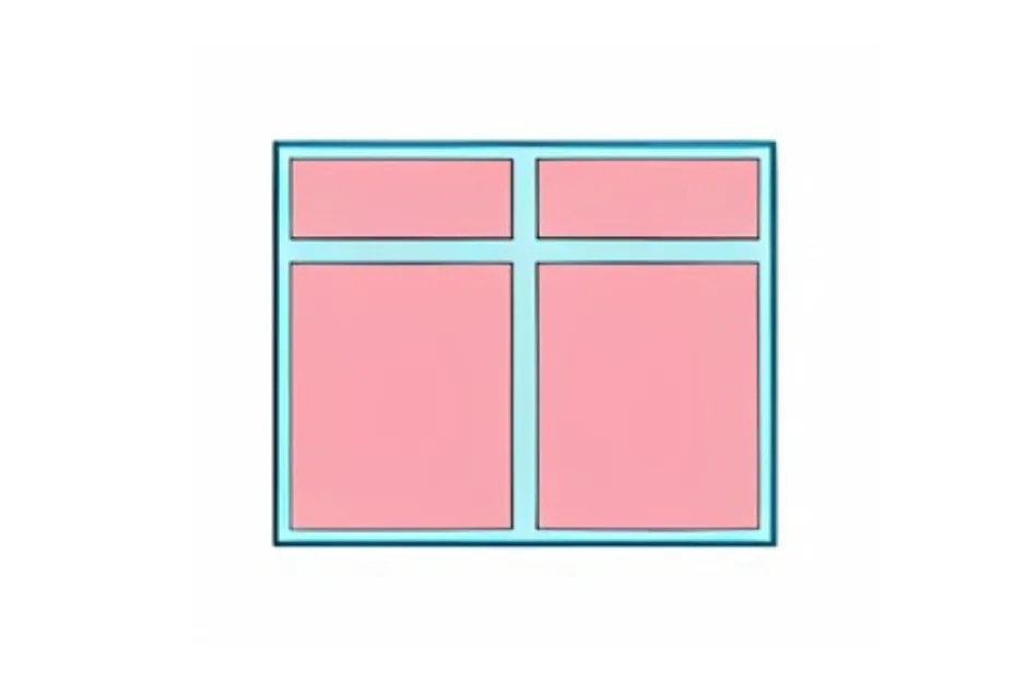 Matrix with four pink sections bordered in blue, designed to identify the missing piece in the matrix puzzle.