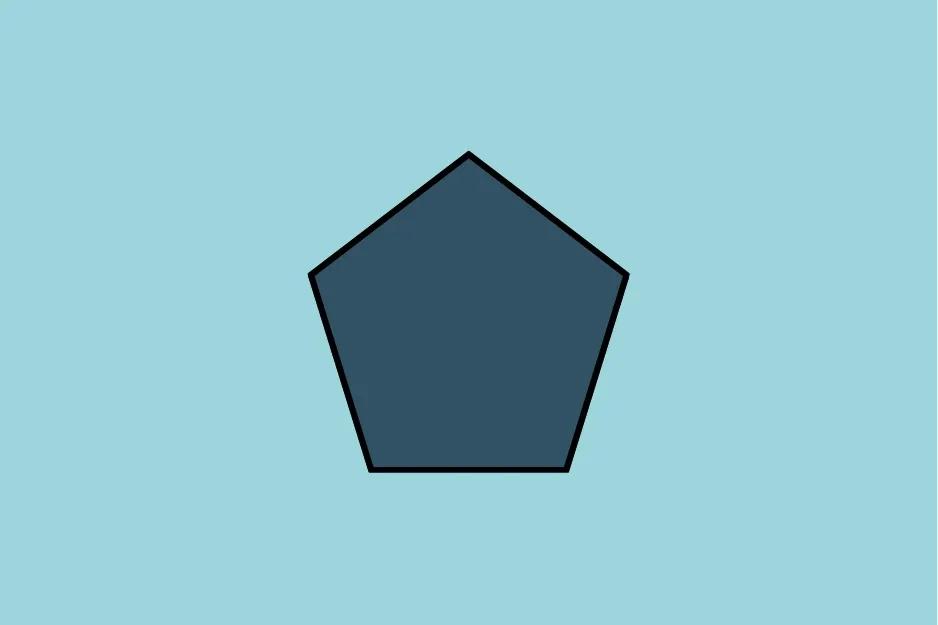 Dark blue pentagon shape centered on a light blue background, illustrating a missing piece in the matrix concept.