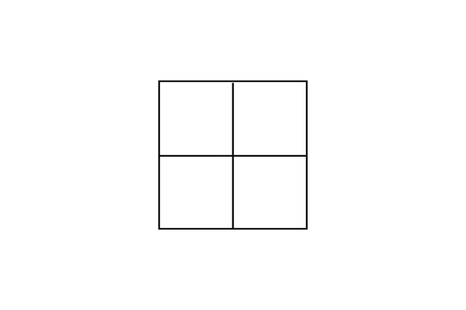 Simple four square grid with space to determine which figure correctly completes the sequence labeled B.