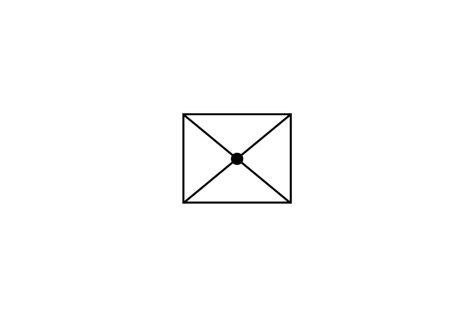 Black and white geometric shape with diagonal lines meeting at a central dot, part of matrix puzzle piece choices.