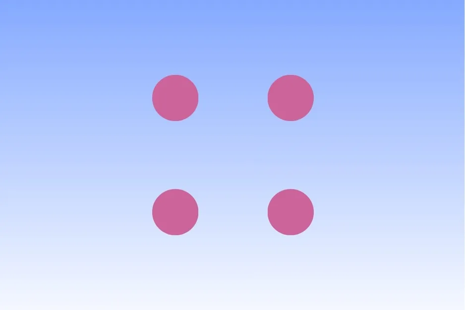 Four pink dots arranged in a square pattern on a blue gradient background, illustrating pattern recognition.