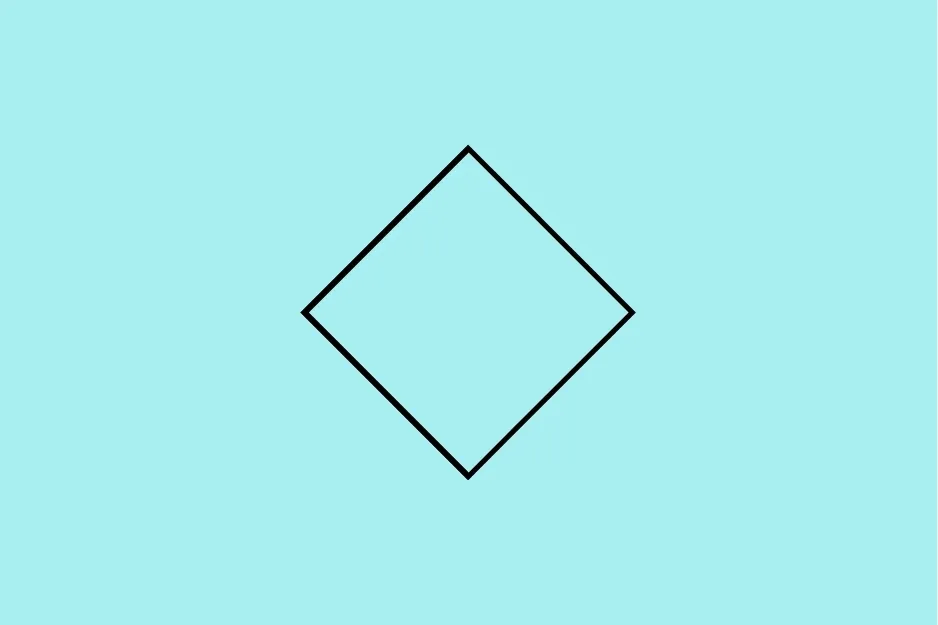 Simple black diamond shape on a light blue background illustrating a key element in progressive matrix completion.