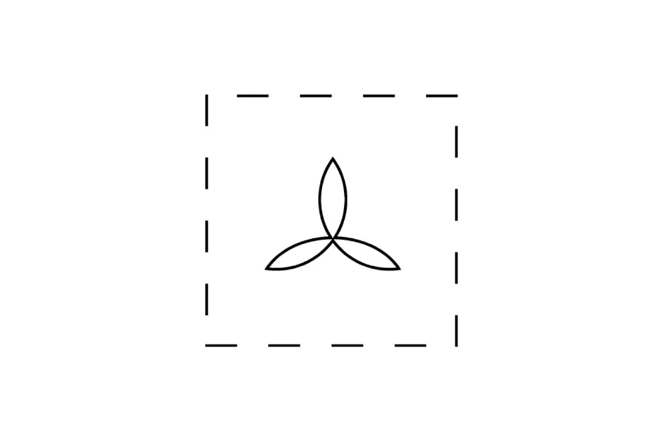 Three intersecting leaf shapes inside a dashed square illustrating what comes next in the pattern.