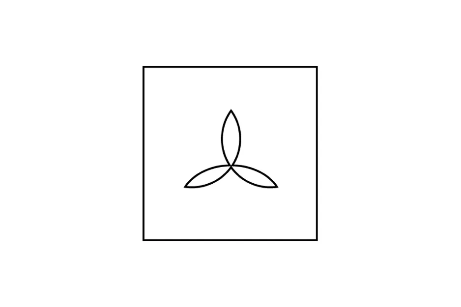 Three petal pattern inside a square, illustrating a simple geometric design for what comes next in the pattern C.