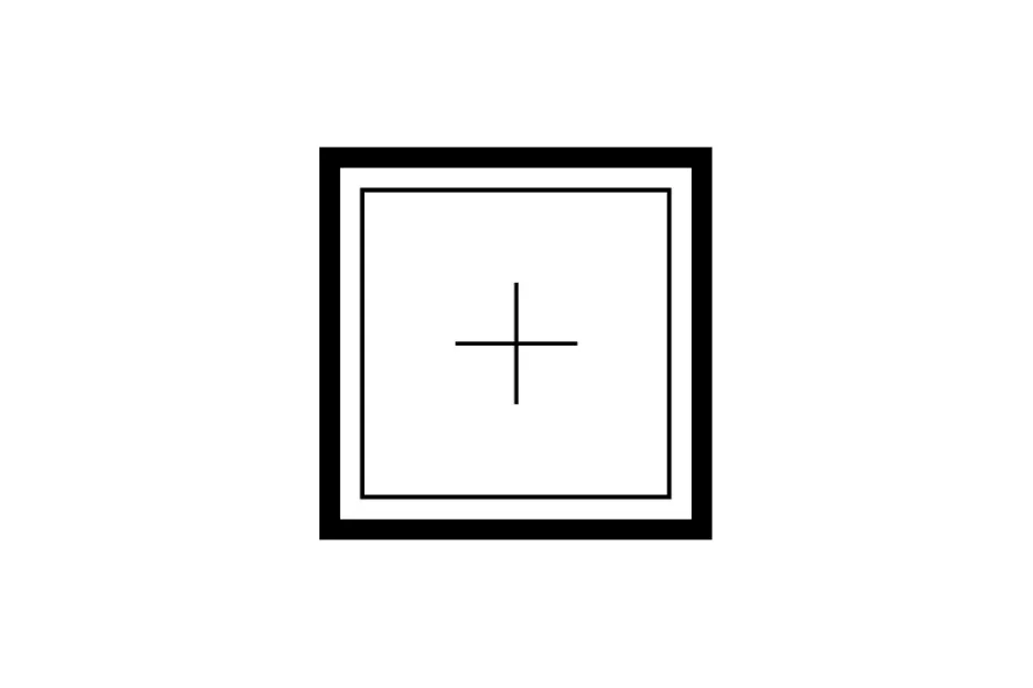 Black and white geometric pattern showing nested squares and a central plus sign, exploring what comes next in the pattern.