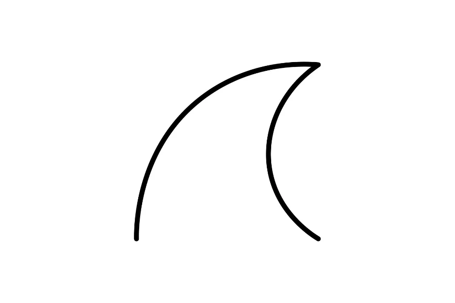 Abstract black curved line figure on white background, part of pick the figure that completes the series puzzle.