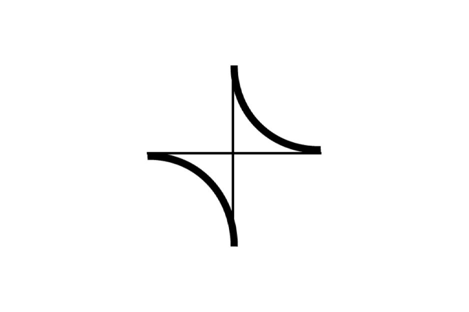 Abstract black and white geometric figure with curved lines intersecting, used to pick the figure that completes the series C.