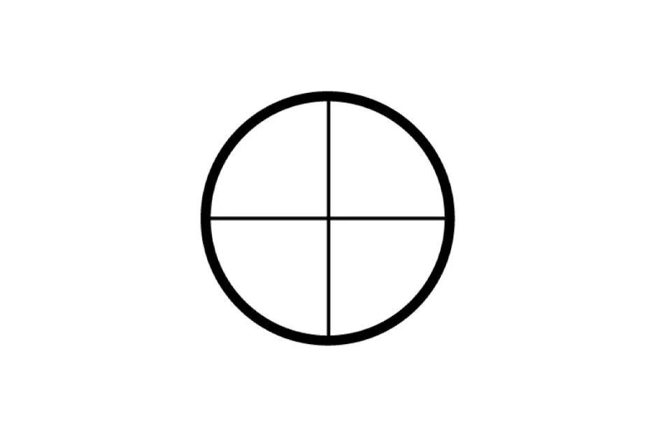 Circle divided into four equal sections by a vertical and horizontal line, figure to complete the series D.