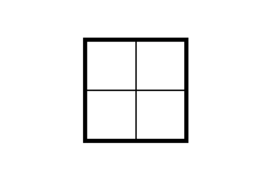 Blank four-square grid for puzzle challenge asking to pick the figure that completes the series.