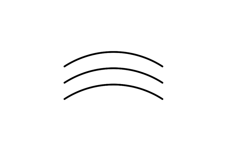 Three curved black lines spaced evenly on a white background, part of a matrix completion puzzle.