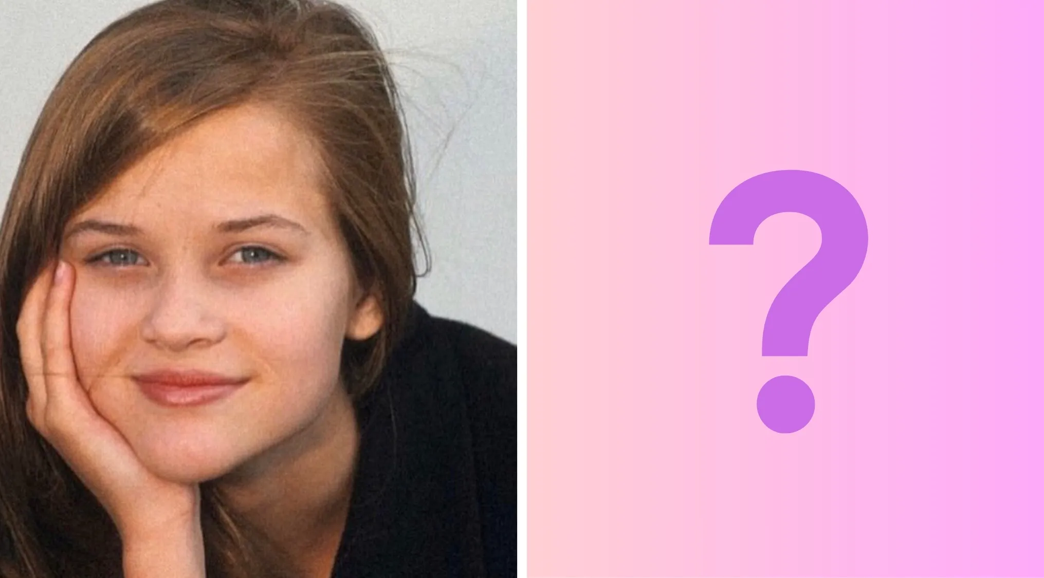 Young celebrity kiddo with light brown hair and blue eyes resting her face on her hand in a casual portrait.