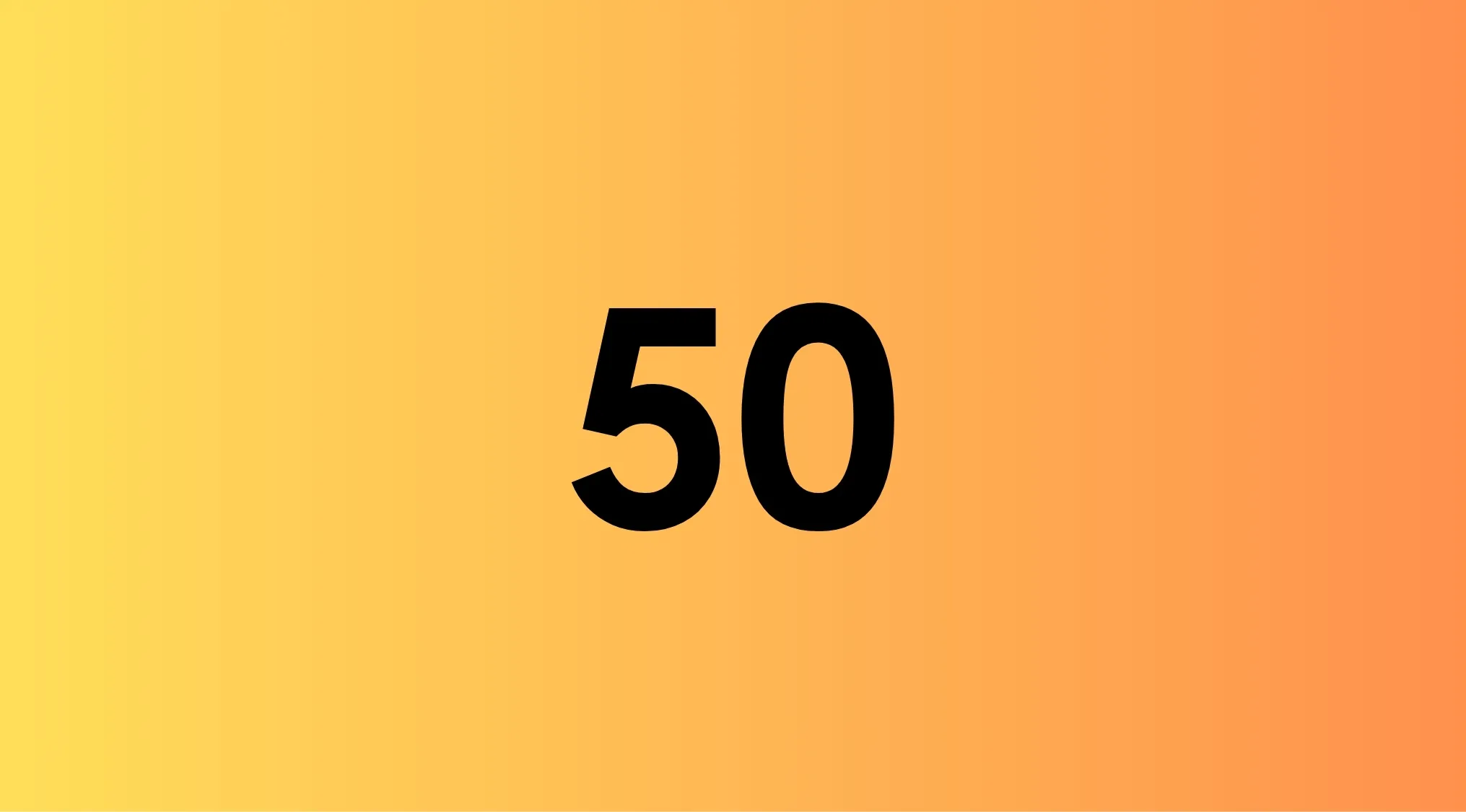 Number 50 displayed in bold black font on a gradient background, related to Roman numeral for 50 general knowledge quiz.