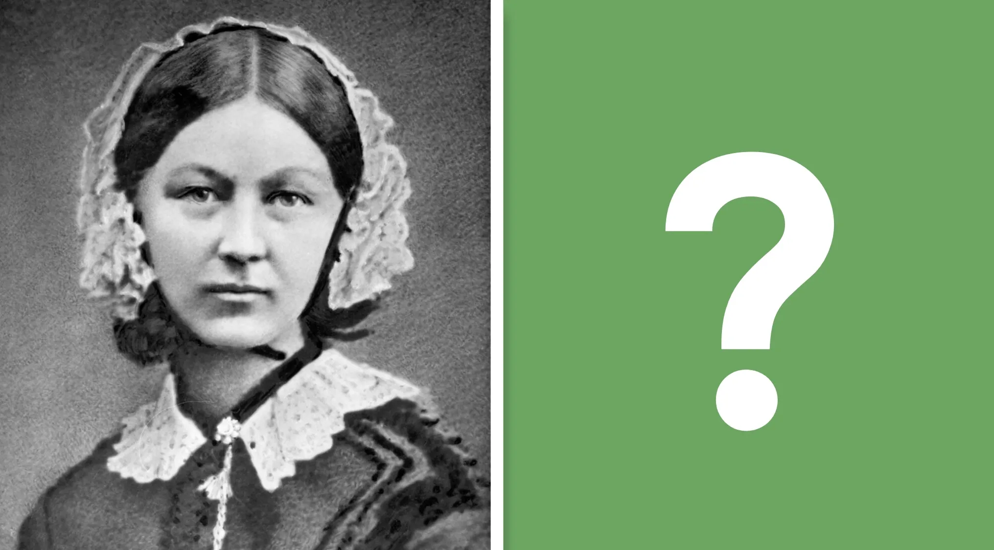 Black and white portrait of a nurse from the Crimean War era, related to general knowledge quiz question.