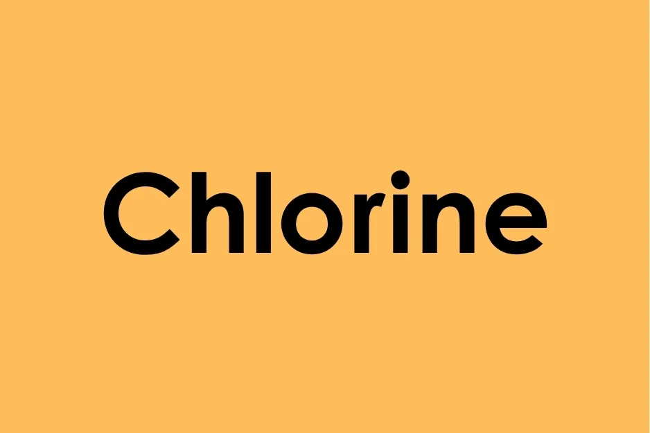 Chlorine text on an orange background, related to identifying which of these is a noble gas.