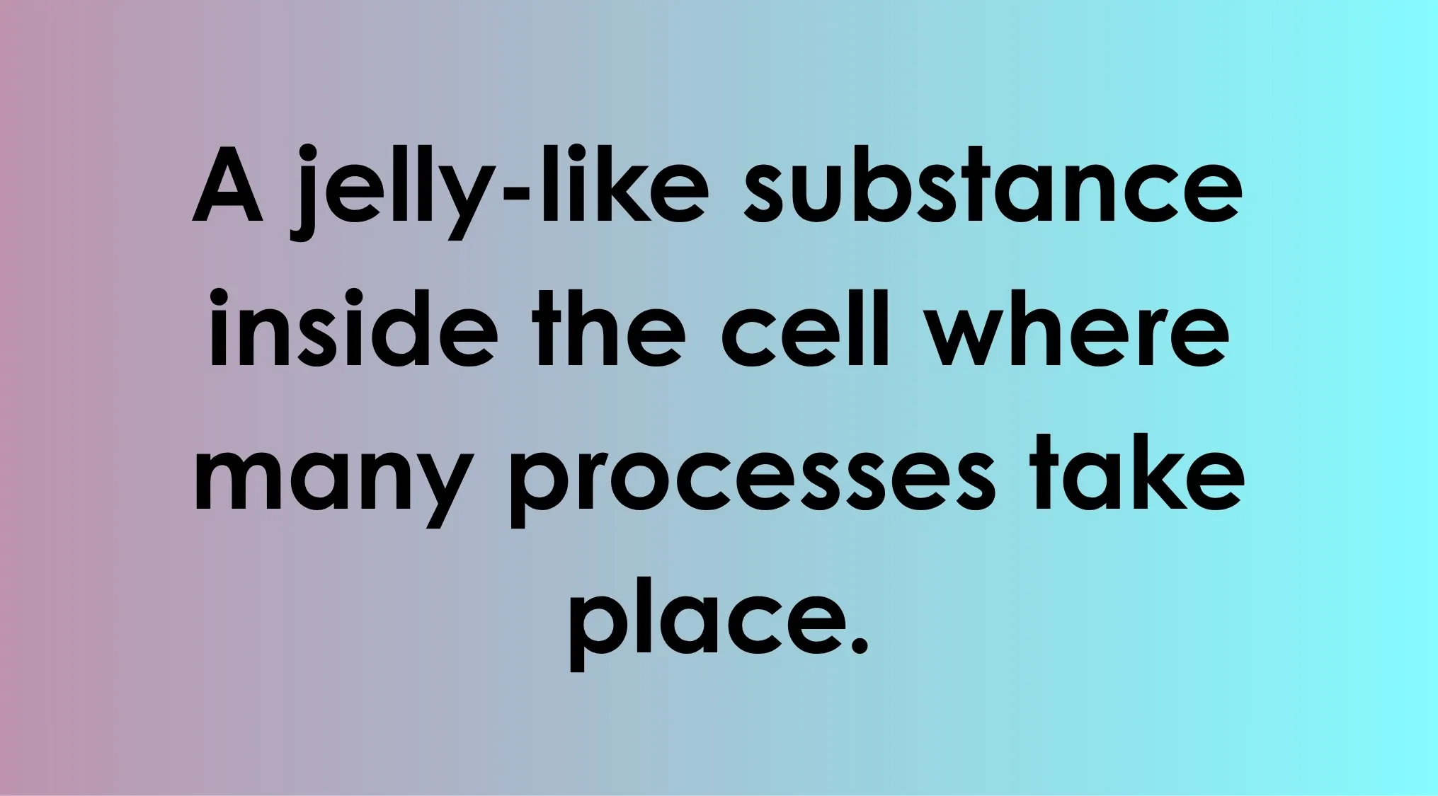 Jelly-like substance inside the cell where many processes take place described for biology vocabulary challenge.