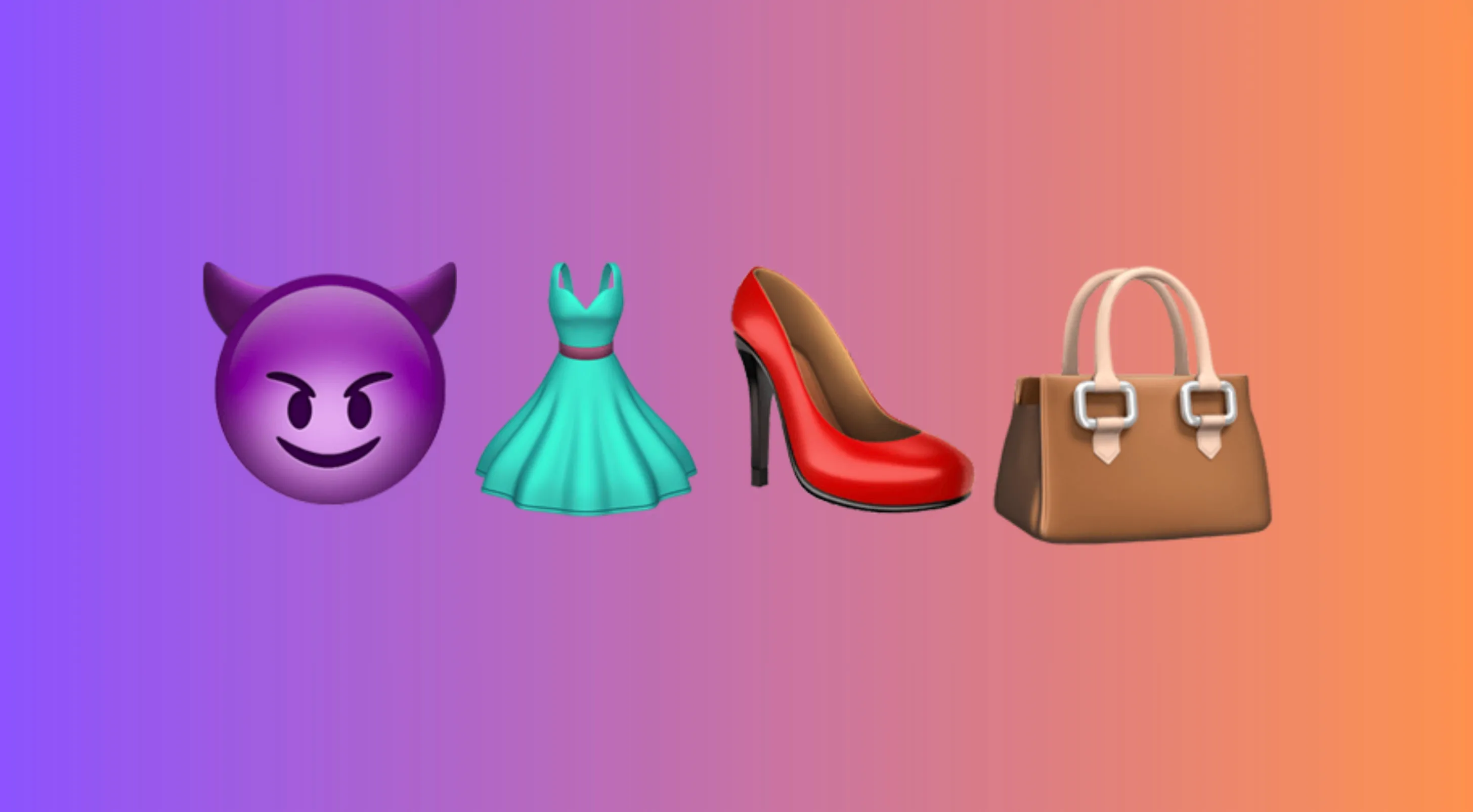 Emoji combo showing a devil face, dress, red high heel shoe, and handbag for guess the famous movie game.