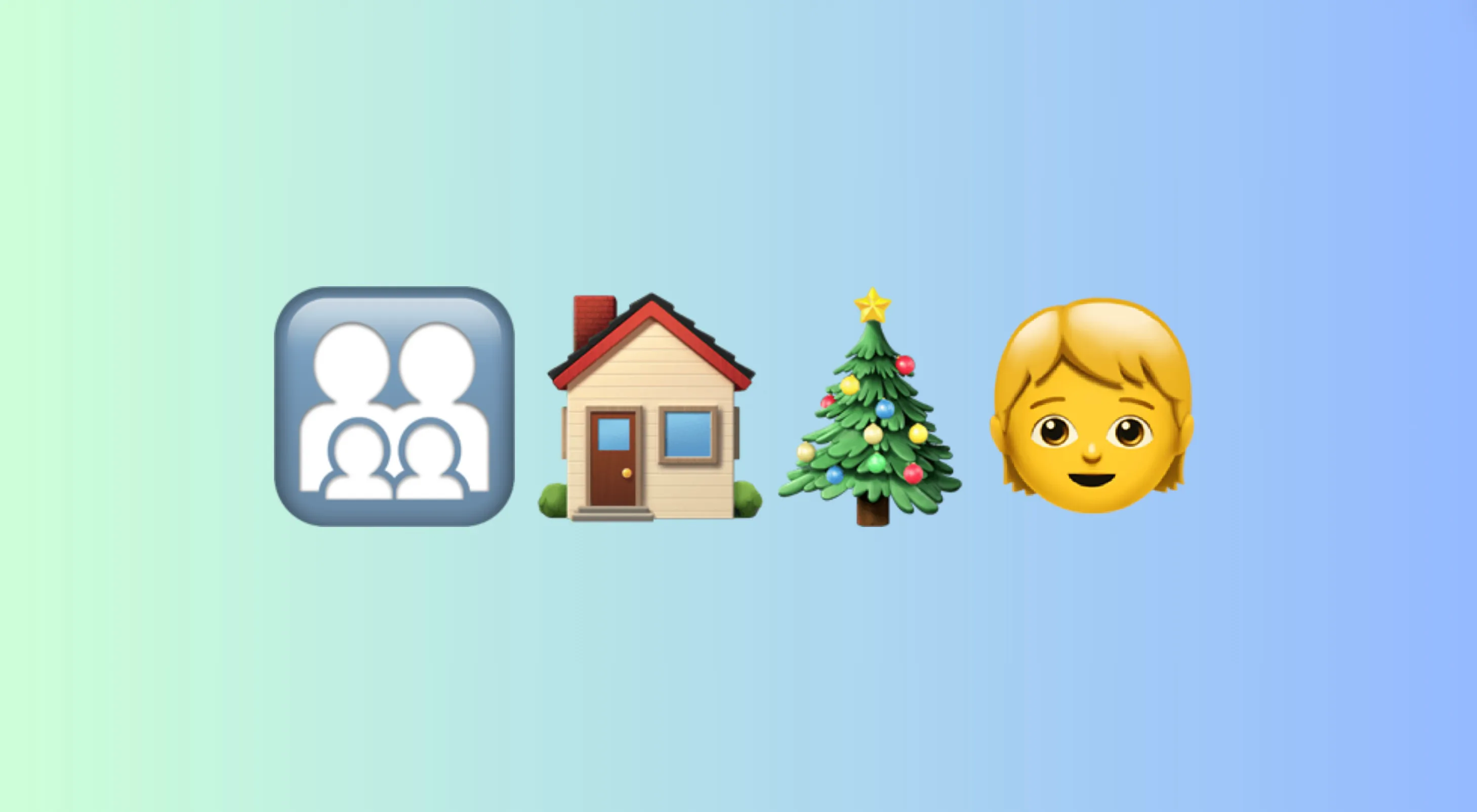 Emoji combo depicting a family, house, Christmas tree, and child for guessing famous movies from emojis.