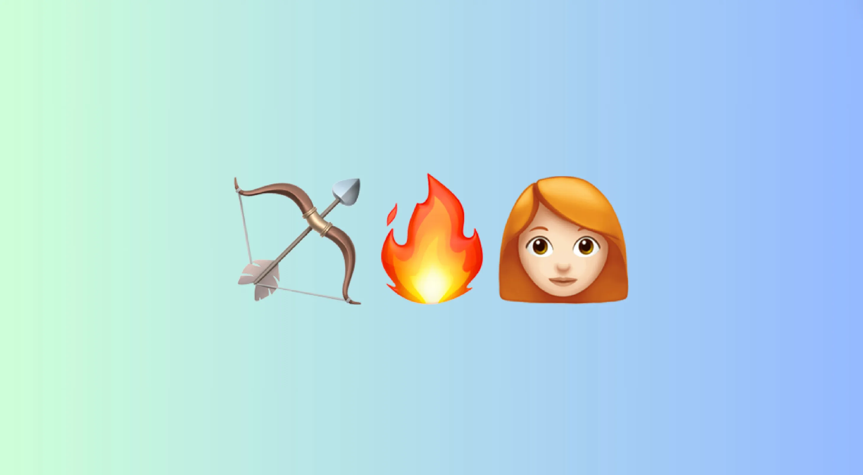 Emoji combo showing a bow and arrow, fire, and a red-haired woman representing an animated movie quiz challenge.
