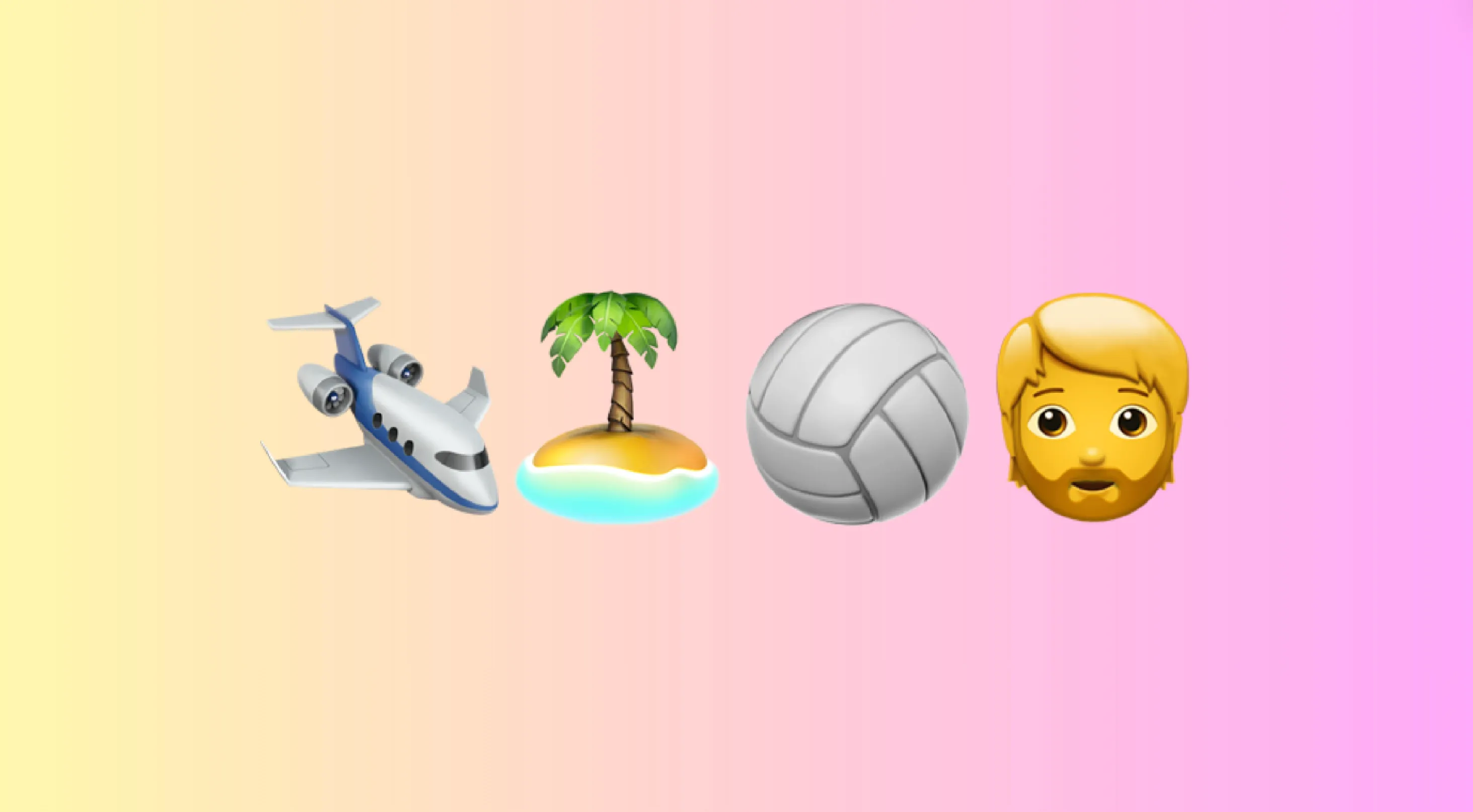 Emoji combo representing a famous movie for guessing game featuring plane, island, volleyball, and a man's face emojis.