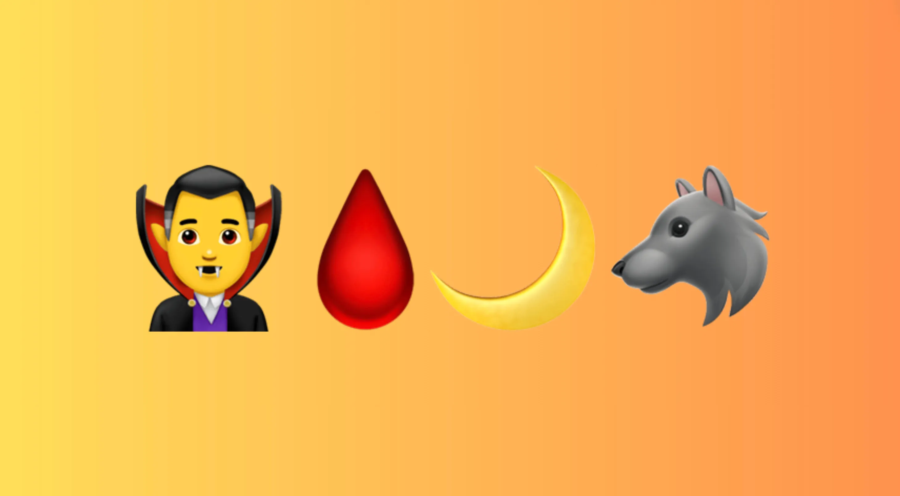 Emoji combo showing a vampire, blood drop, crescent moon, and wolf hinting at a famous movie title.