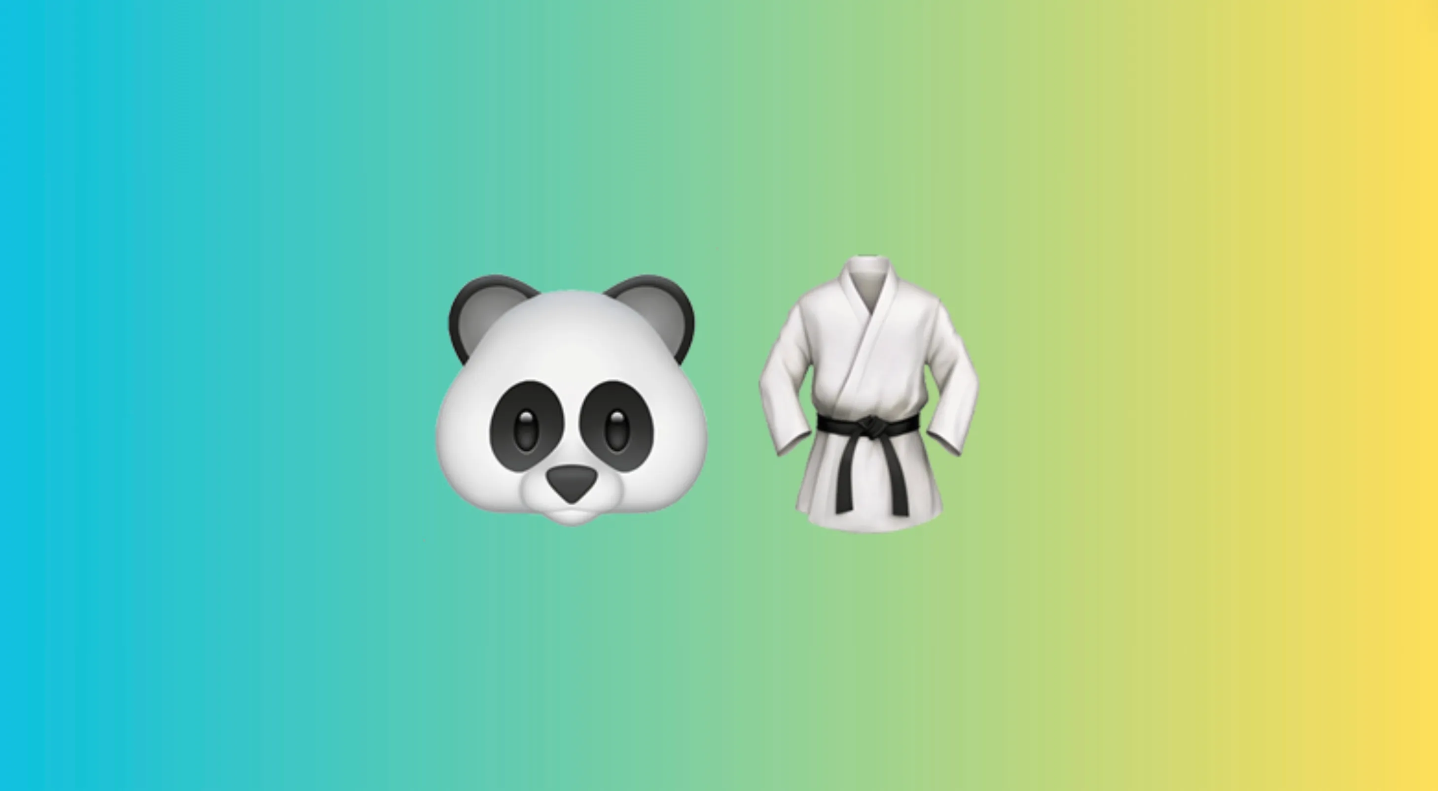Emoji combo of panda face and martial arts uniform representing an animated movie guess the famous movie puzzle.