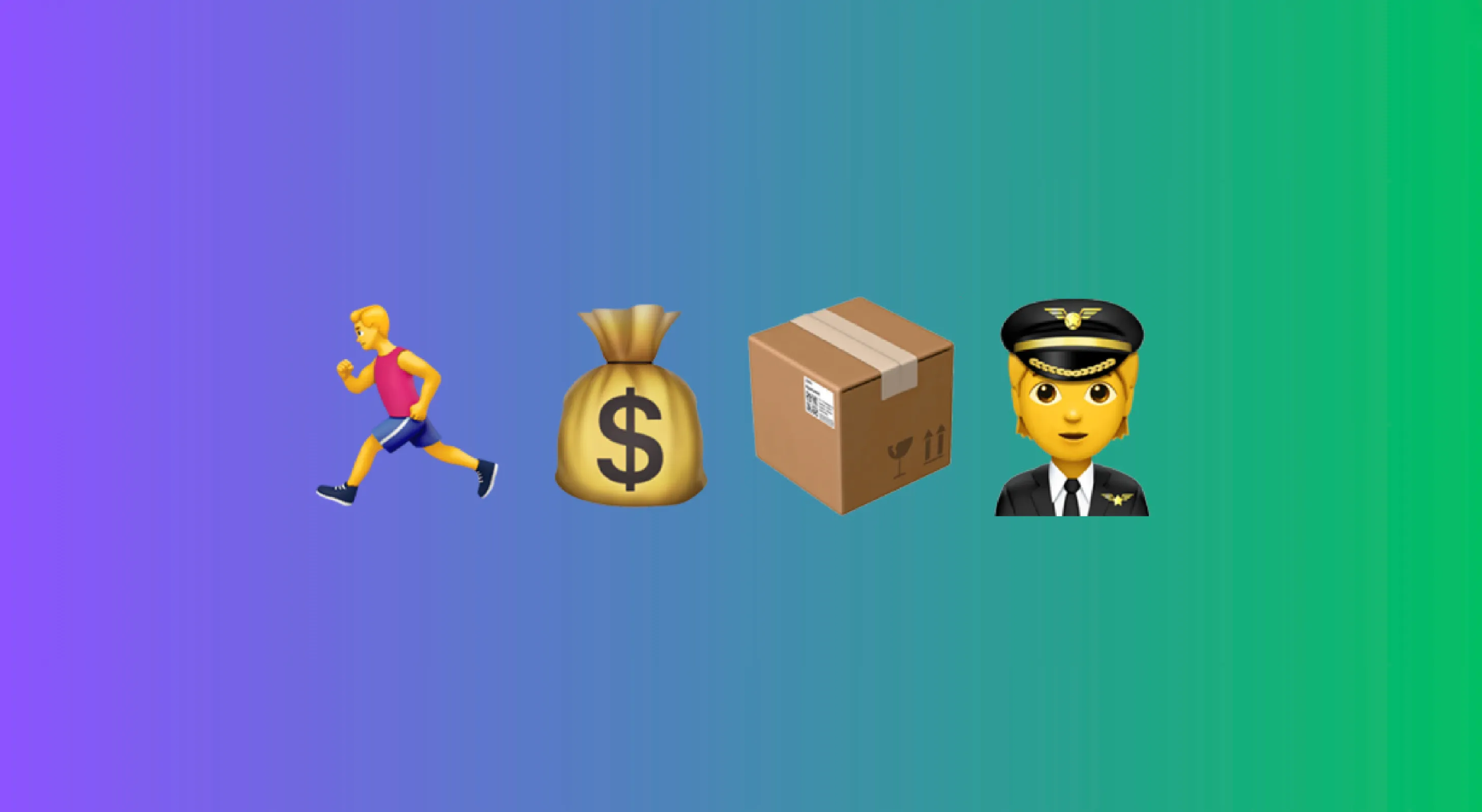 Emoji combo puzzle featuring a runner, money bag, package, and pilot to guess the famous movie title quiz.