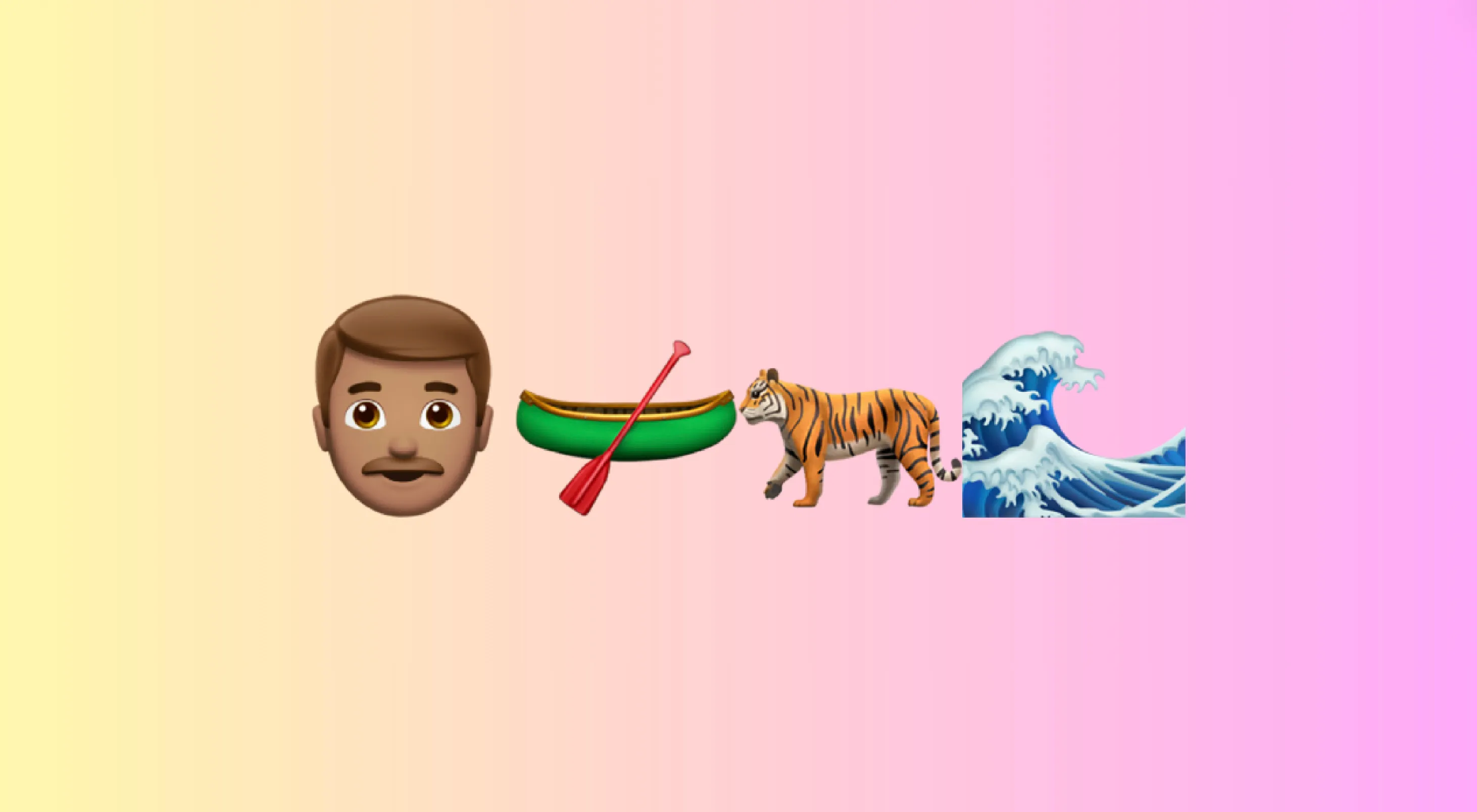 Emoji combo featuring a man, canoe, tiger, and wave for a famous movie guessing game with emoji clues.