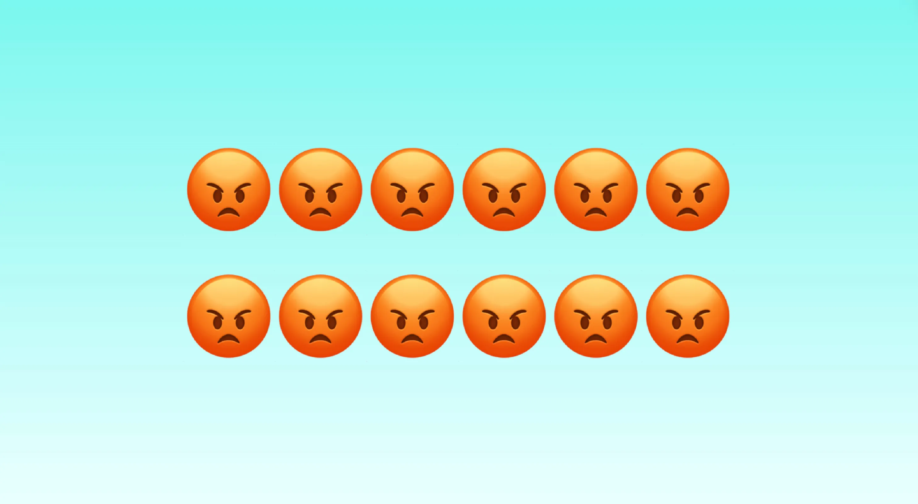 Angry face emoji combo on blue background as a clue to guess the famous movie from the emoji combo puzzle.