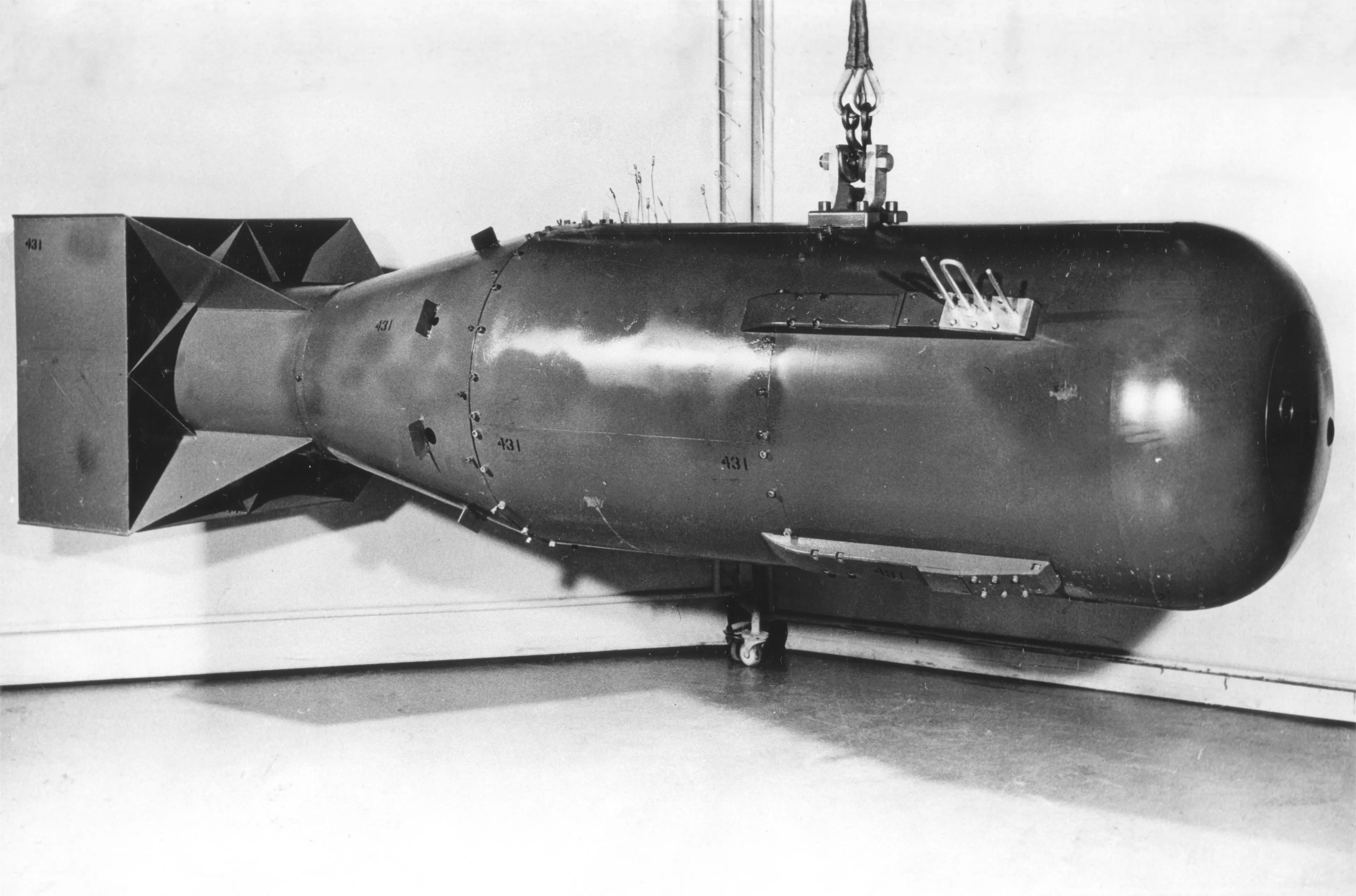 Nuclear weapon in a museum setting, related to countries first to dismantle nuclear weapons known as the Rainbow Nation.