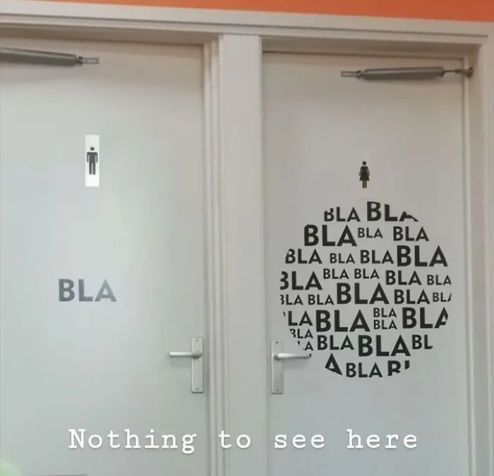 I Like How They Had To Stick The Typical Bathroom Symbols To The Doors, I Need To Know What Made Them Also Put Those