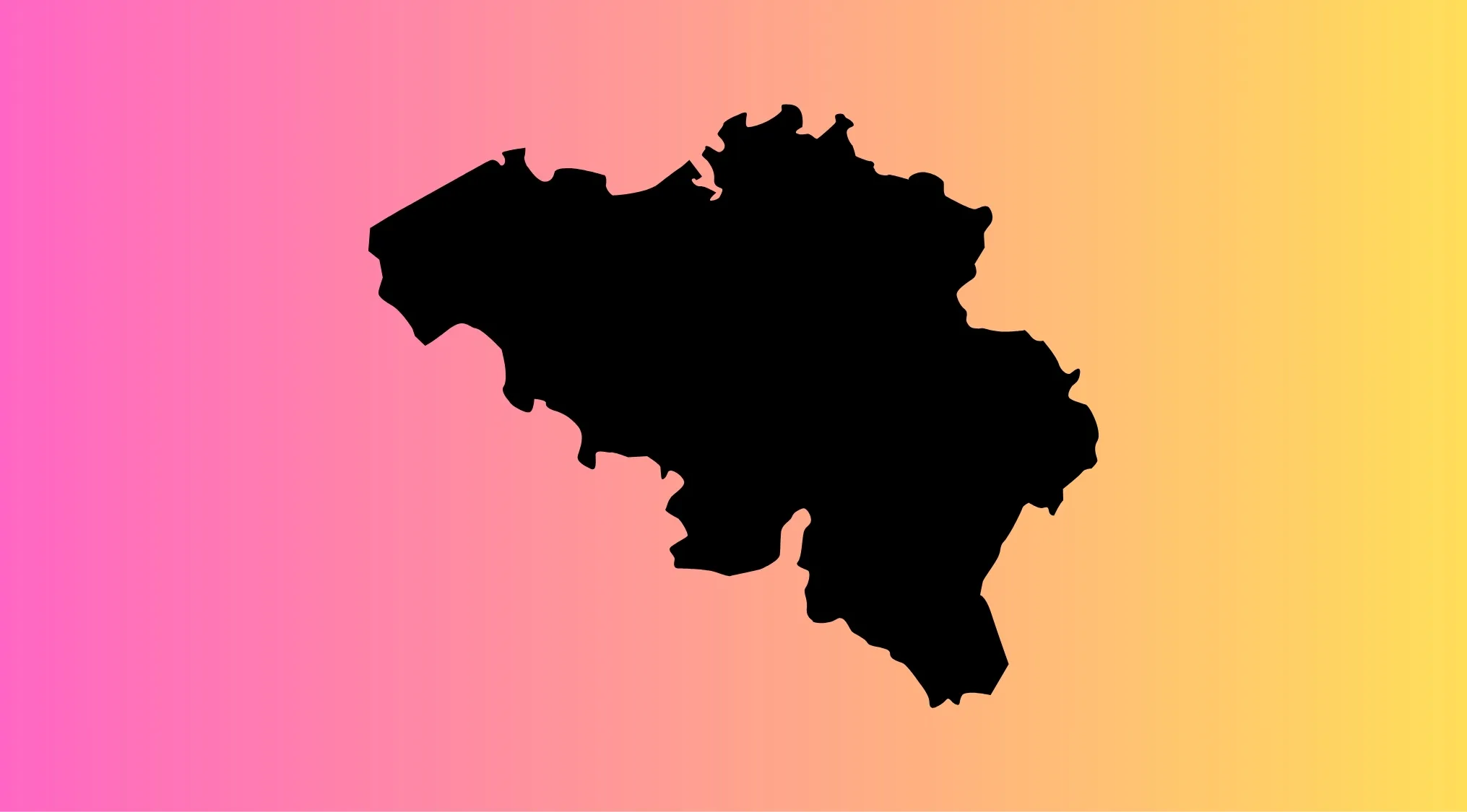 Silhouette outline of a European country shown on a pink to yellow gradient background for country recognition quiz