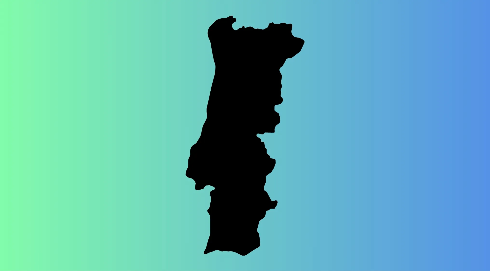 Outline of a European country silhouette on a green to blue gradient background for country guessing game.