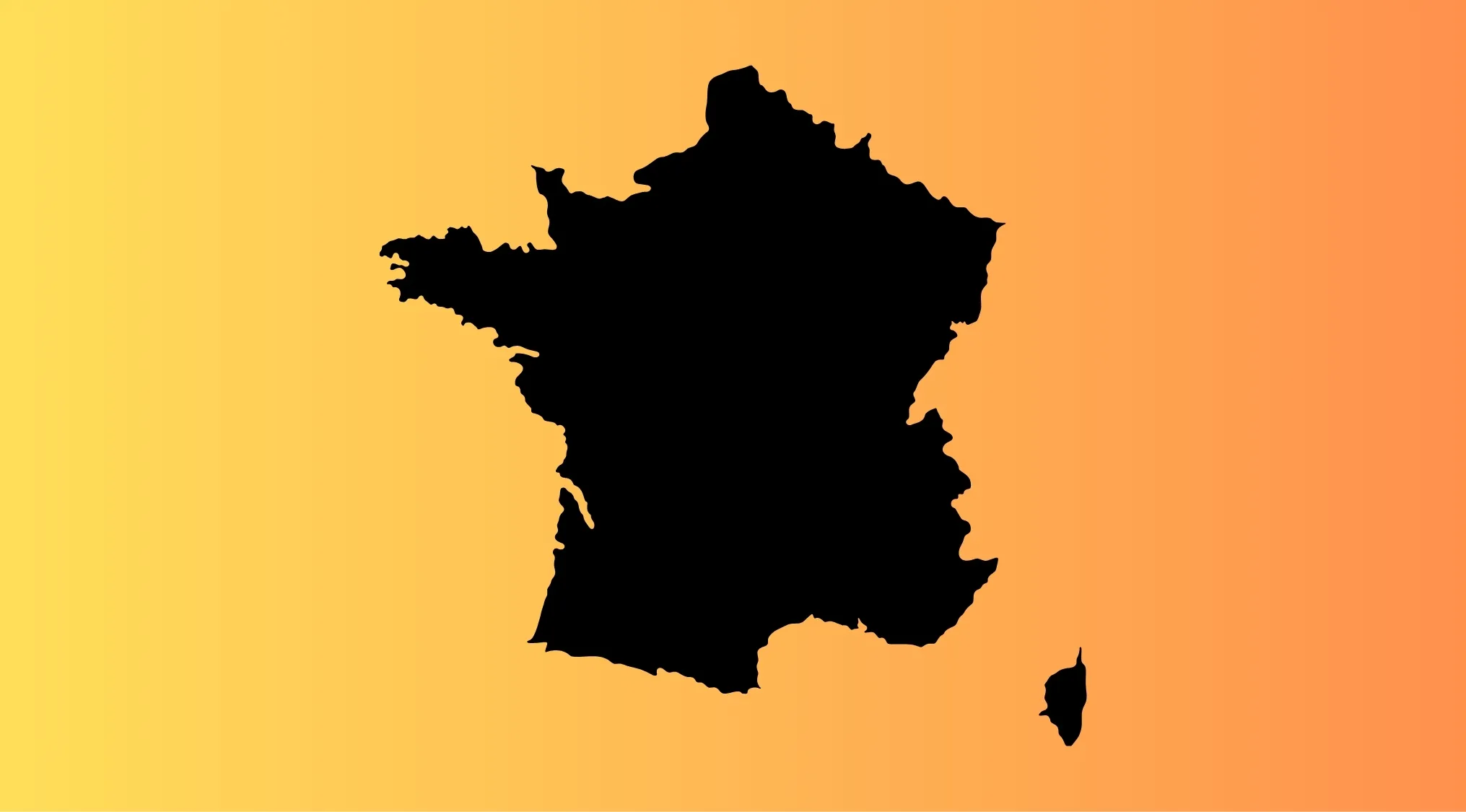 Silhouette of a European country outline on a gradient orange background for country guessing quiz.