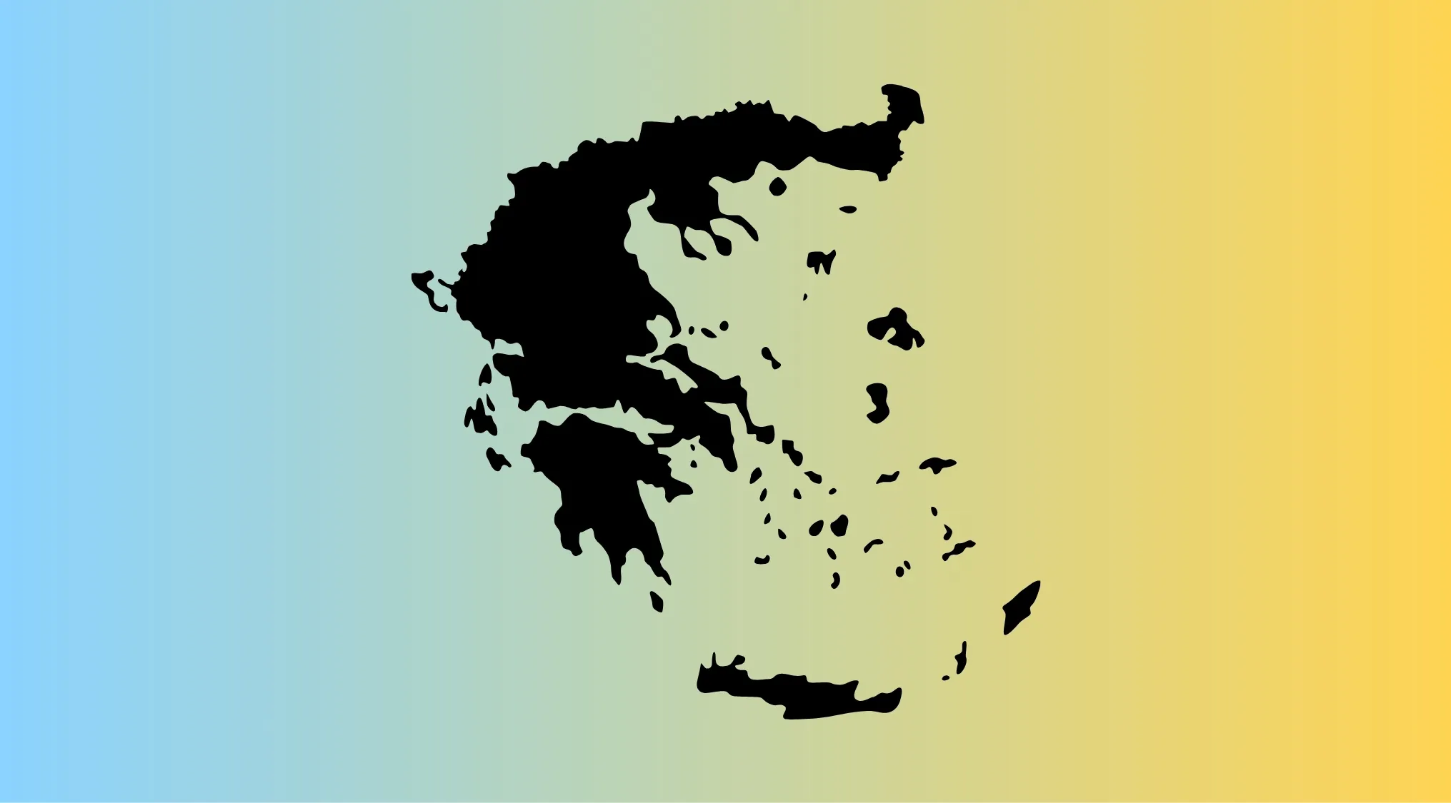 Outline of a European country silhouette on a gradient background for guess the European country quiz.