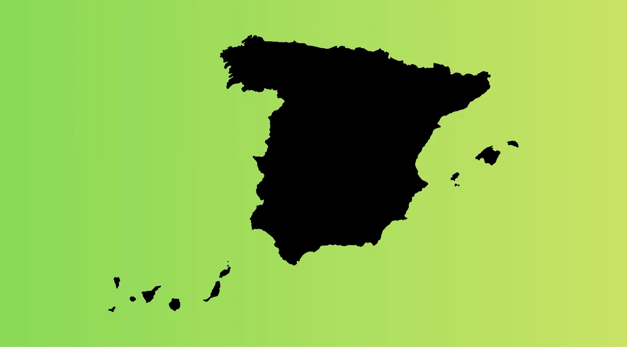 Silhouette of a European country outline on green background for guessing the European country quiz.