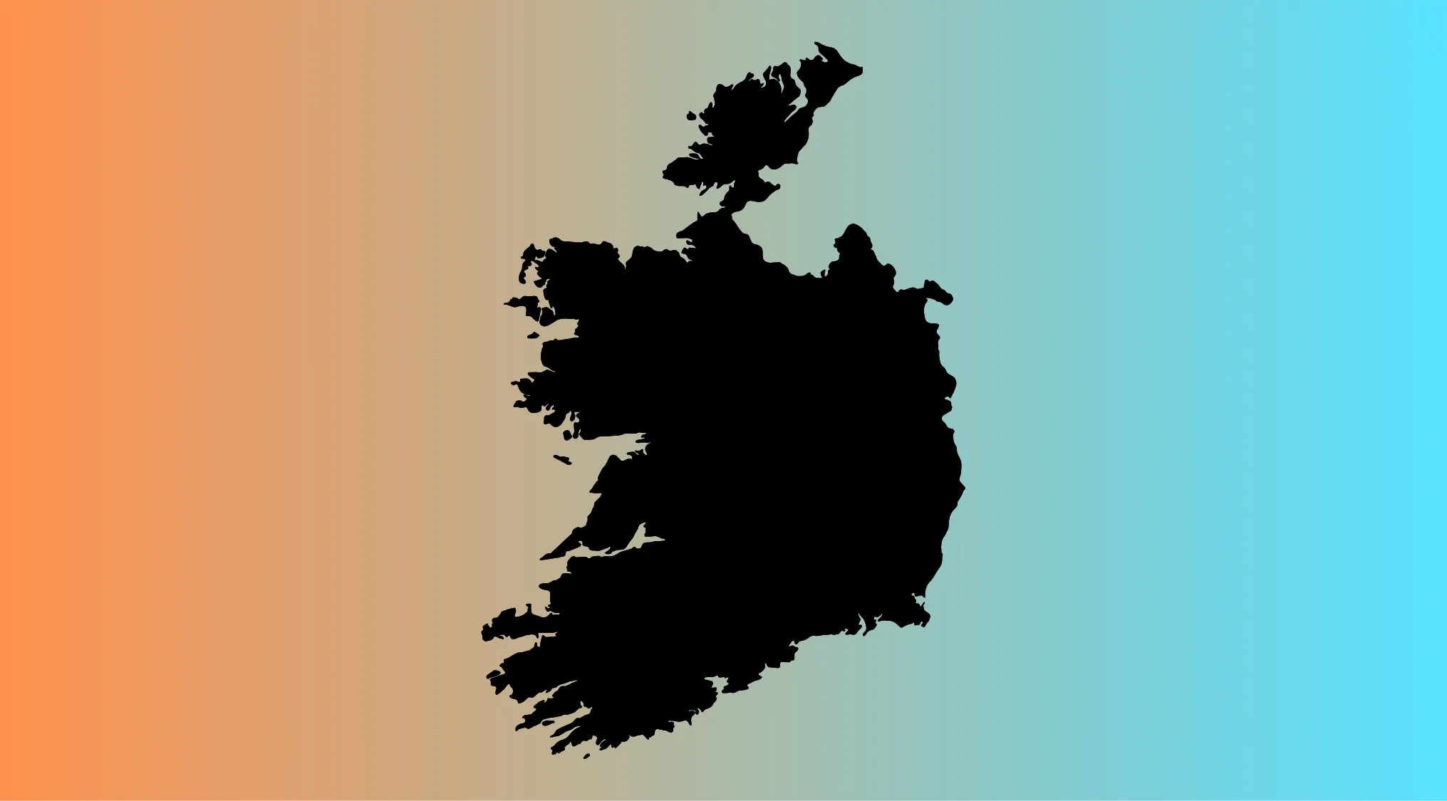 Silhouette of a European country outline on a gradient background for guessing the European country quiz.