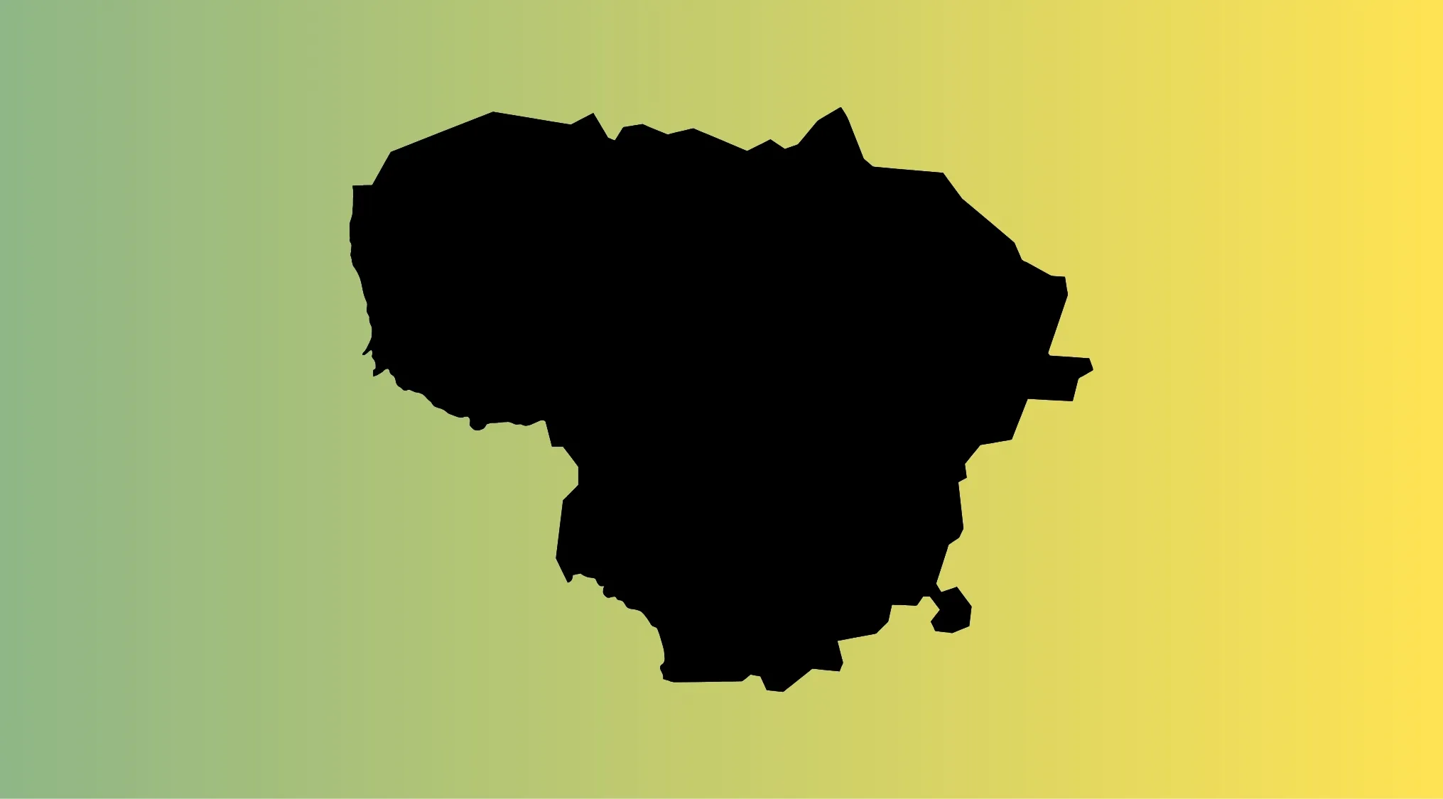 Outline of a European country shown in black on a gradient background for guess the European country quiz.