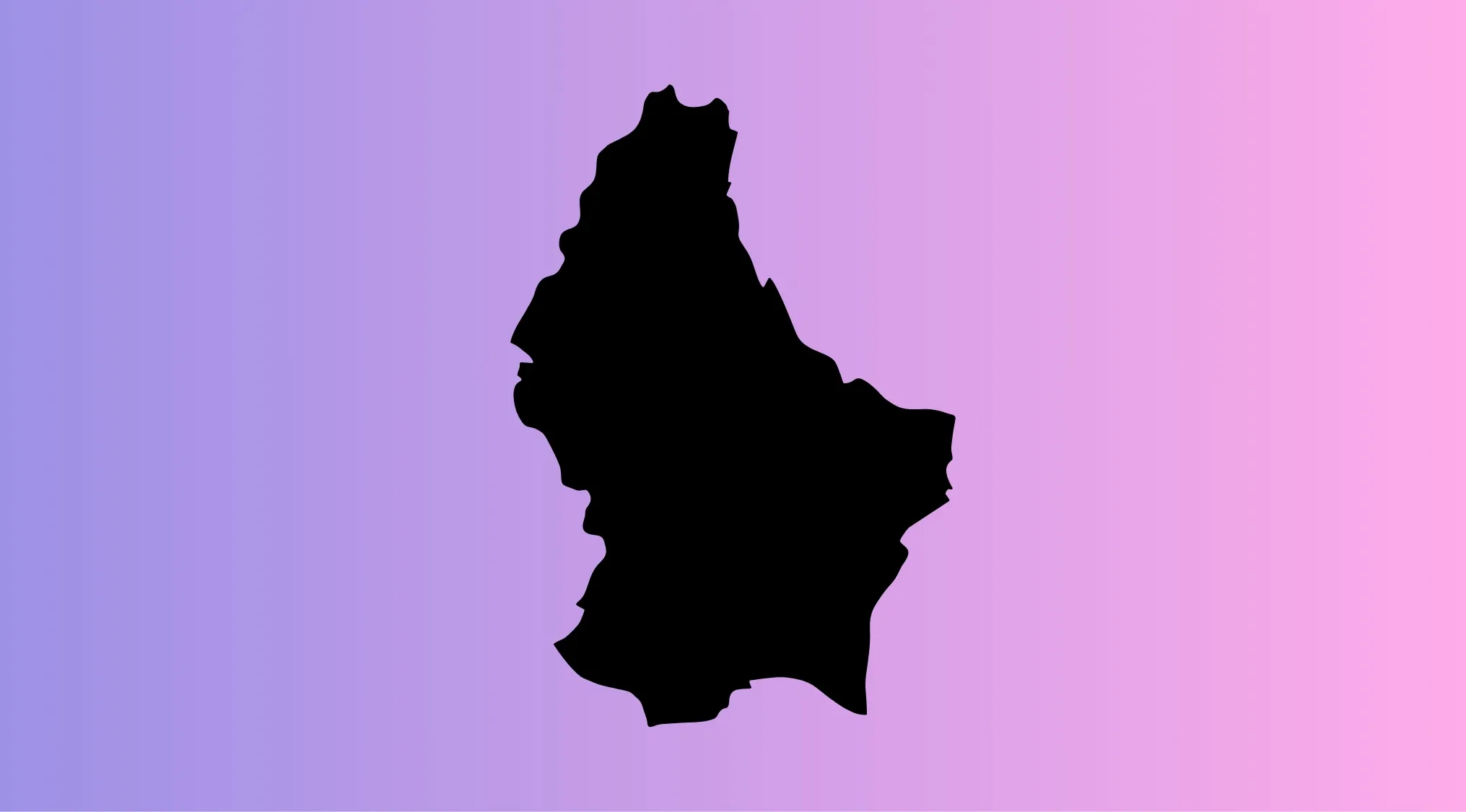 Outline of a European country silhouette against a purple and pink gradient background for country guessing quiz.