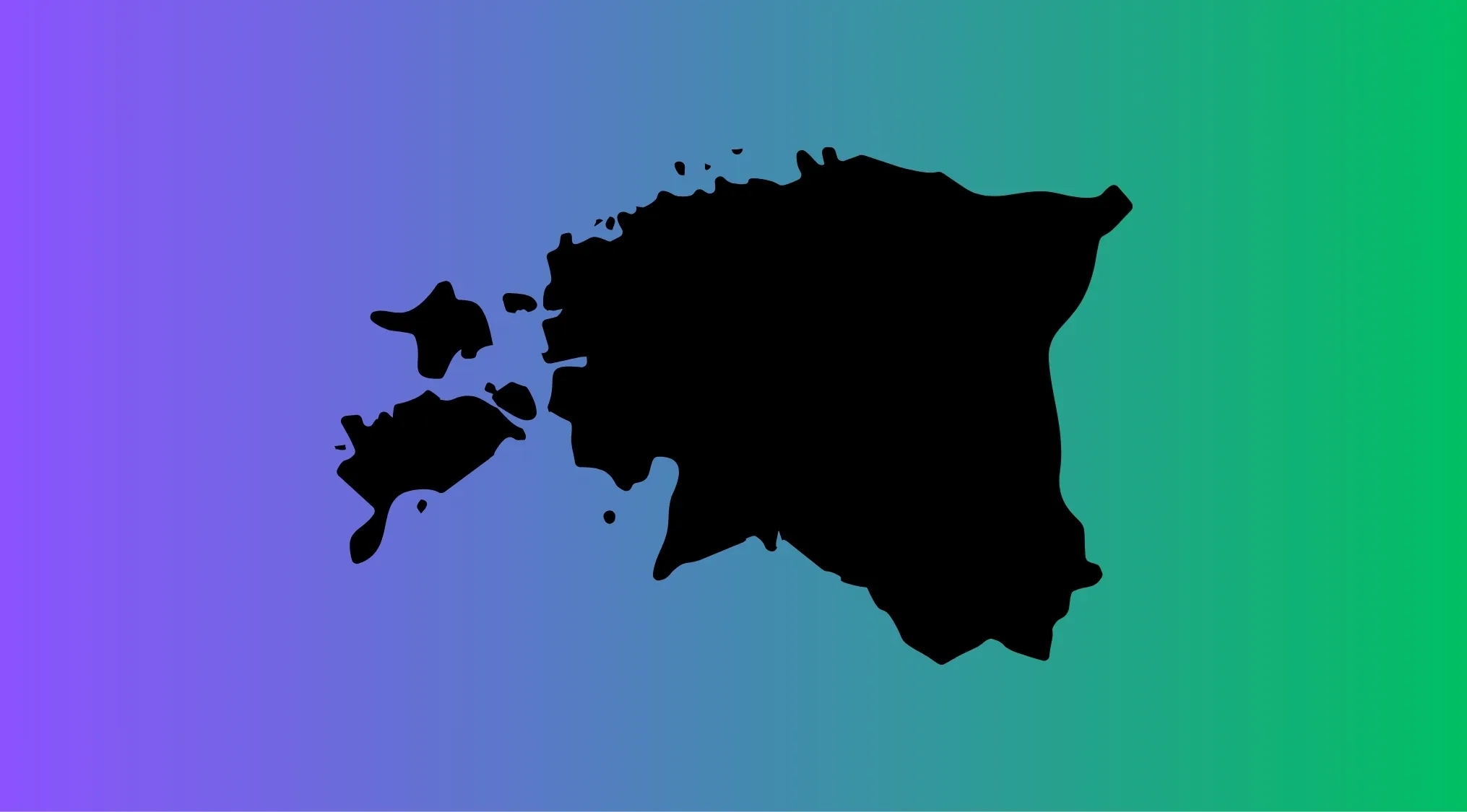 Outline of a European country shown in black silhouette on a gradient blue to green background for a country guessing game.