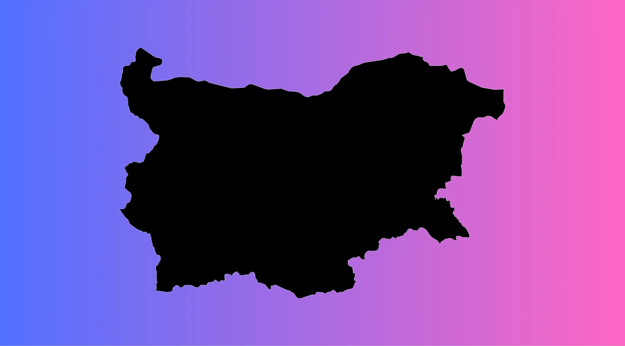 Outline of a European country silhouette on a purple and pink gradient background guessing the European country