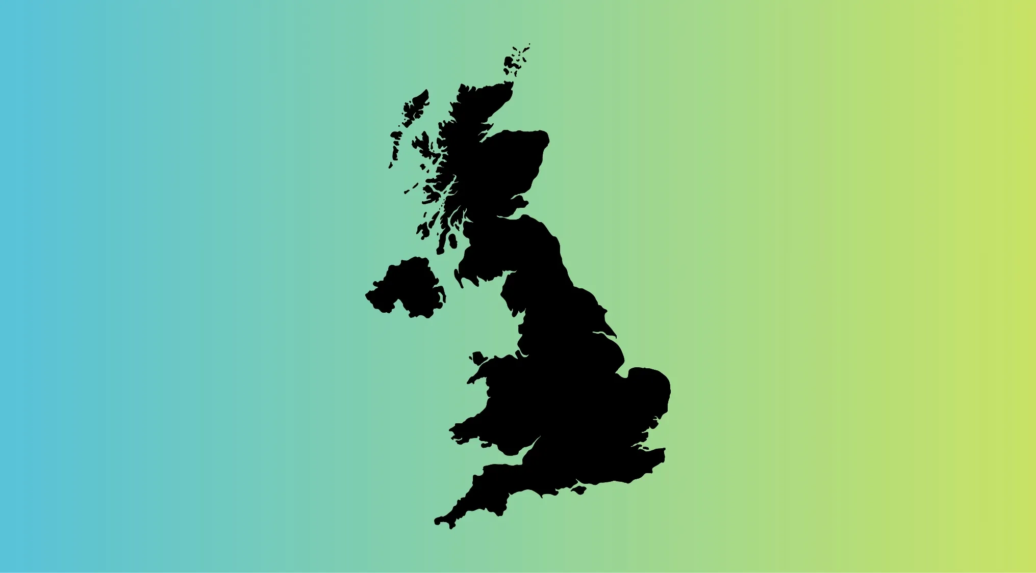 Silhouette of a European country outline on a blue to green gradient background for guess the European country quiz.