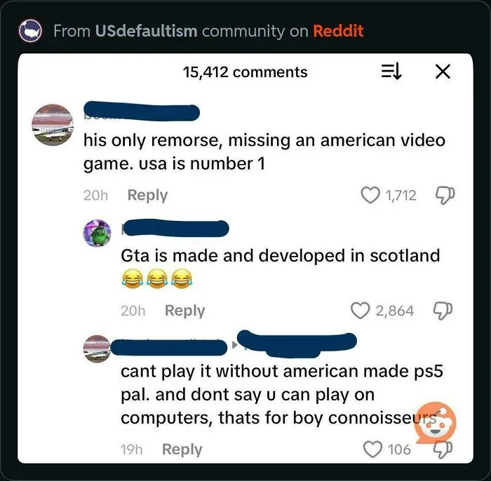 Reddit users debating the origin of a video game, showing moments of being 100% sure and 100% wrong in comments.